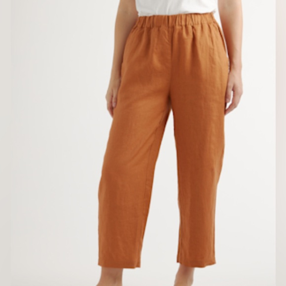 Quince 100% European Linen Pants Size XL As New Condition, Color Terracotta
